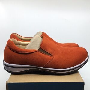 NIB Alegria Aaron Orange Suede Slip On Shoes - Size 43 EU 9.5 US (W US 13)
